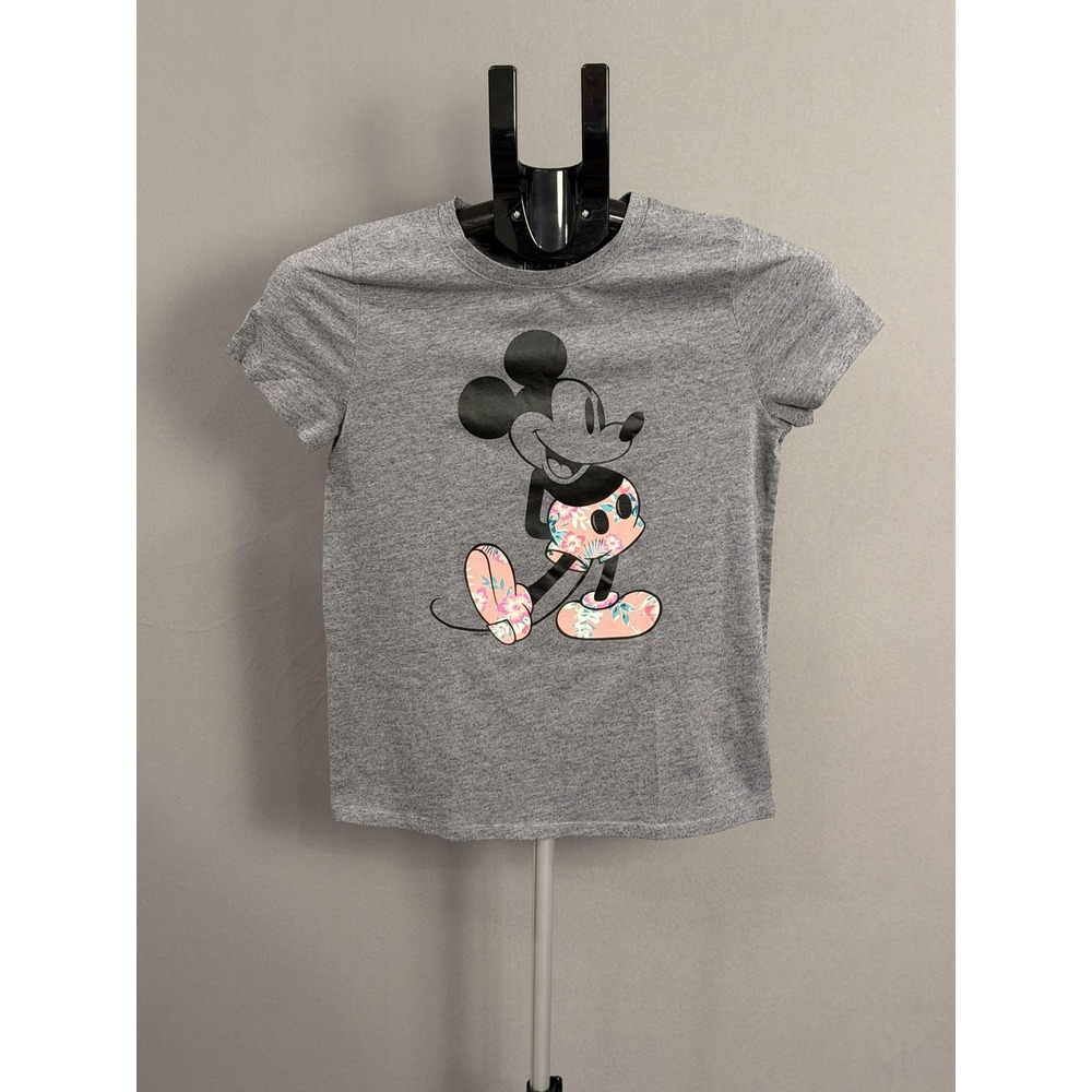 Disney Mickey Mouse Shirt‎ Girls 11/12 Gray Abercrombie Kids Floral Graphic
